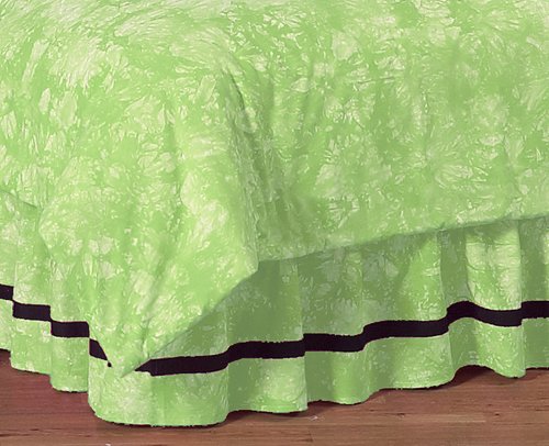 Lime Green Peace Out Queen Kids Children's Bed Skirt by JoJo Designs