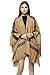 HITOP Women's Knitted Cardigan Irregular Plaid Sweater Shawl Poncho Capes Coat (Khaki)