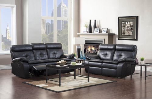 3pc Transitional Modern Recliner Leather Sofa Set, HE-0715-S2