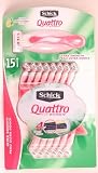 Razors & Blades:Schick Quattro (4 blades) for women with aloe and duo vitamin complex strip(15 razors)