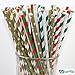 150 Christmas Holiday Paper Straw Combo, 6 Designs - 100% Biodegradable - 7.75 Inches - Holiday Party Supply - 150 Straws, 6 Patterns Individually Packed