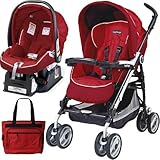 Peg Perego 2011 Pliko P3 Travel System with a Diaper Bag - Geranium Red