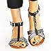 Twisted Women's Daisy Glitter Overlay Patent T-Strap Flat Sandal