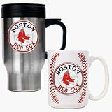 Boston Red Sox Stainless Steel Travel Mug and Gameball Ceramic Mug Set