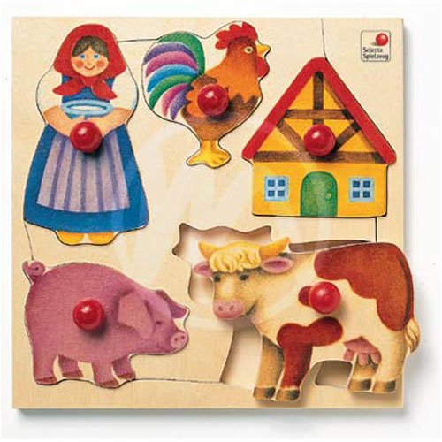 51vAPlewqOL Farm Peg Puzzle with 5 wooden pieces
