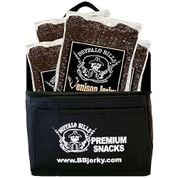 Buffalo Bills Venison Jerky 6-Pack Gift Cooler (filled with four 10oz bags of Buffalo Bills farm raised venison jerky)
