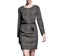 Winter  Long Sleeves Linen/Polyester  Dress With Ruffles