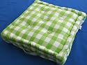 Fresh Green & White Check Floor Cushion - 100% Cotton - 40 x 40 x 10 cm Square - Indoor - Garden - Dining chair booster Seat Cushion Pad