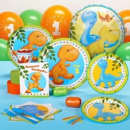 Little Dino 1st Birthday Standard Party Pack for 16 Party Accessory by Party Destination