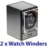 2 x Modular Watch Winder in Carbon Fibre Design Perfect for Hublot Breitling Rolex Omega Tag Heuer Cartier ALL AUTOMATIC WATCHES