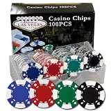 100 11.5 gram Card Suited Poker Chips in PVC Case w/Lid & Las Vegas Gift Box, Choose from 4 designs