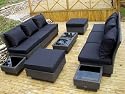 12tlg. Loungegruppe Dark Night Polyrattan grau/schwarz