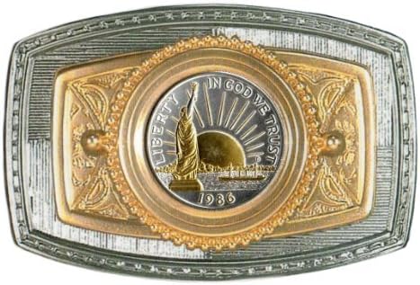 2-Toned Gold & Silver Statue of Liberty half dollar Belt Buckle