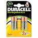 Duracell Rechargeable Accu HR03 750 mAh AAA Batteries - 4-Pack