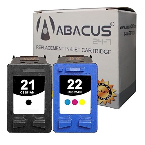 Abacus24-7 Remanufactured HP 21 22 Ink Cartridges Pack for HP Deskjet, Officejet and PSC Printers