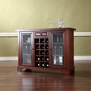 Crosley Furniture LaFayette Sliding Top Bar Cabinet in Vintage Mahogany Finish Crosley Furniture LaFayette Sliding Top Bar Cabinet in Vintage Mahogany Finish