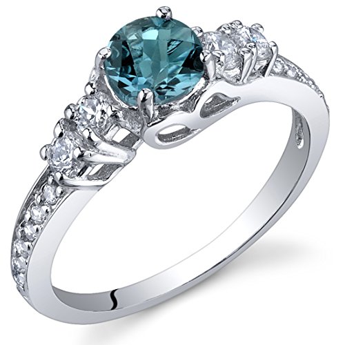 Enchanting 0.50 Carats London Blue Topaz Ring in Sterling Silver Rhodium Nickel Finish Size 5 to 9