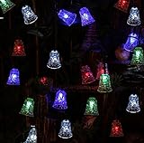クリスマス 飾り 20 LED ベル ソーラー イルミネーション 4.8ｍ 4色 ミックス
