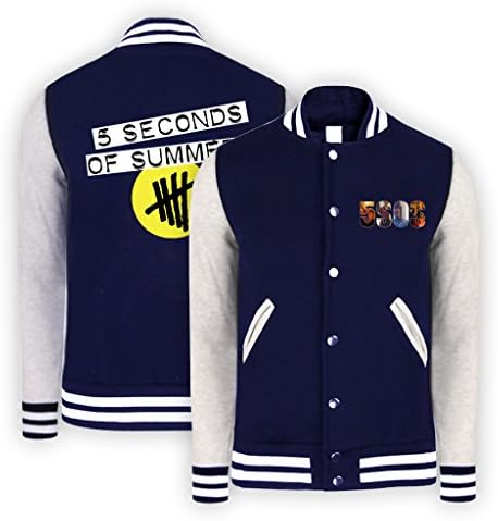 Aulmau Students Cool 5SOS Logo Baseball Jacket Dark Blue Large