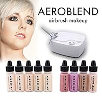 Aeroblend Airbrush Makeup Personal Starter Kit - Professional Cosmetic Airbrush Makeup System - LIGHT Foundation - Color Match Guarantee - Full 1-Year Warranty