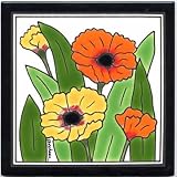FLOWER-TRIVETS-WALL PLAQUES-POPPIES TILE by Besheer Art Tile, Bedford, New Hampshire, U.S.A.