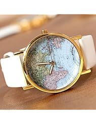 Mens/Women World Map Watch white From Trendy Base