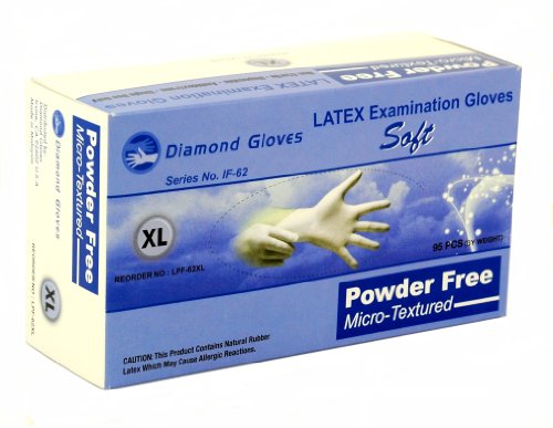 LATEX Examination Powder Free Gloves (Medical), Natural White, 6.2g, 6 mil, CE, FDA, Case of 10 boxes, 95/box (Maximum Protection) - EXTRA LARGE On Sale