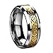 Dragon Scale Dragon Pattern Beveled Edges Celtic Rings Jewelry Wedding Band For Men Golden 10
