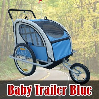 Blue 2IN1 Double Child Baby Bike Trailer Stroller