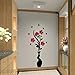 Ussore DIY Vase Flower Tree Crystal Arcylic 3D Wall Stickers Decal Home Decor for Home Decoration Living room Doors Laptops Cars Tiles (A)