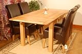 EDINBURGH - 4' OAK DINING TABLE & 4 LEATHER CHAIRS SET