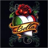 Bella Ladies Juniors Girly T-Shirt : Bella - Italian for Beautiful - Heart wtih Italy Colors -...