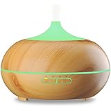 VicTsing 300ml Aroma Essential Oil Diffuser Humidifier, 7-Color Lights Changing and 4 Time Modes, Auto Power off (Wood Grain)