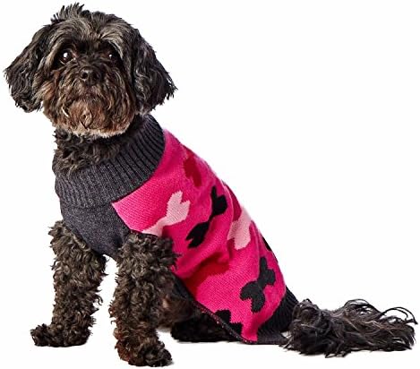 Hotel Doggy Bone Sweater, Hot Pink, X-Large