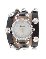 Black Wrap Around Watch with Sparking Crystal Rhinestones Face Bling