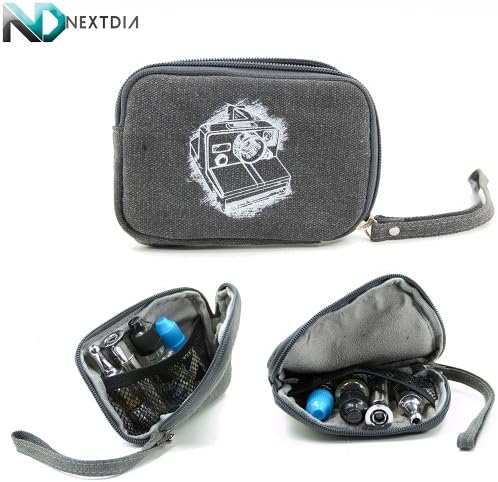 Universal Vape Pocket Pouch Case fits Mvari-Stick Ecig Mod - Variable Voltage (Gun Metal Retro Polaroid Print)+ NextDIA Velcro Strap