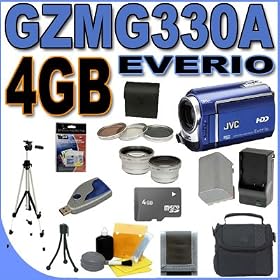 JVC Everio GZ-MG330 30GB Hard Drive HDD 35x Optical Zoom Digital Camcorder (Blue) BigVALUEInc Accessory Saver 4GB BNV808 Battery/Rapid Charger Filter/Lens Bundle + MORE