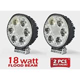 2pc Flood Beam Round 18W 1500lm High Power Work Light for Tractor Truck ATV 4WD Off... by XKGLOW