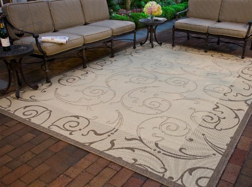 Safavieh CY2665-3001 Courtyard Collection Natural and Brown Indoor/Outdoor Area Rug, 9-Feet 2-Inch by 12-Feet 6-Inch