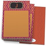 Spiced Orange and Purple 'Chains' Note Pad with 'J' Monogram. 24 Luxe Cover Stock Sheets per set. 2-pack.