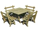 42" x 4' Treated Pine Wide Picnic Table with 4 Backed Benches