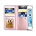 BENTOBEN Compatible with iPhone 6 Case, Flip Folio Premium Faux Leather Cover Wallet Credit Card Slots Cash Holder Wristlet Detachable Slim Case for iPhone 6/6S 4.7 inch [Patented Pattern], Rose Gold