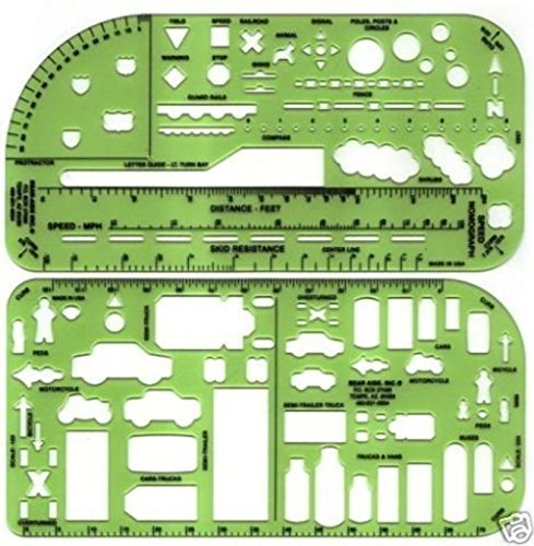 POLICE HIGHWAY PATROL A.I. SHERIFF LAW ENFORECEMENT QUALITY DOUBLE TRAFFIC ACCIDENT INVESTIGATION TEMPLATE SET (2 INCLUDED; 1:10 & 1:20 SCALE) !!