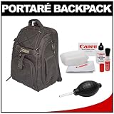 Portare' Multi-Use Laptop/iPad/Digital SLR Camera Backpack Case (Black) + Cleaning Kit for Canon EOS 7D, 5D Mark II III, 60D, Rebel T3, T3i, T2i Digital SLR Cameras