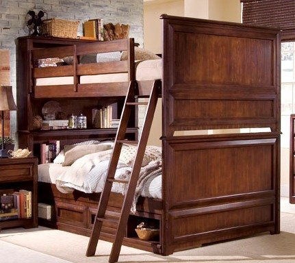 Full over Full Lea Elite Expressions Kids Bunk Bed in Root Beer Cherry Finish