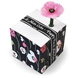 Xonex Poppy Pen and Note Cube, Poppy Shaped Black Ballpoint Pen, Pink Flower Designs with Printed Note Cube, 5.5-Inch, 1 Count (10706)