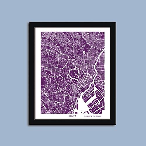 Tokyo map, Tokyo city map art, Tokyo wall art poster, Tokyo decorative map