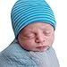 Melondipity Newborn Striped Baby Hat - Baby Beanie Head Wraps for Boys - Soft Knitted & Cute Fall Winter Hospital Caps for Infants Mixed Blue Striped Hat