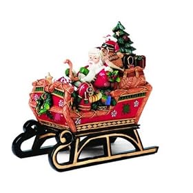 Fitz and Floyd Holiday Musical Christmas Lodge Sleigh