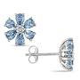 1/6 ct.t.w. Diamond and 1-2/5 ctw Aquamarine Earrings in 14k White Gold, G-H-I